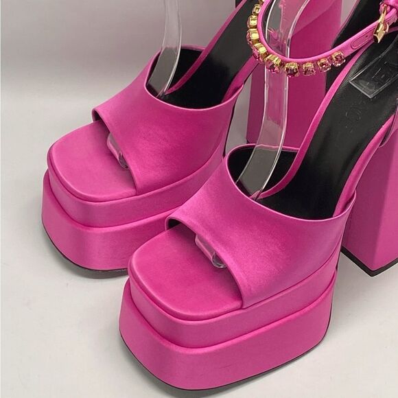 Versace Medusa Crystal Ankle-Strap Platform Sandals size 38 - Picture 4 of 16